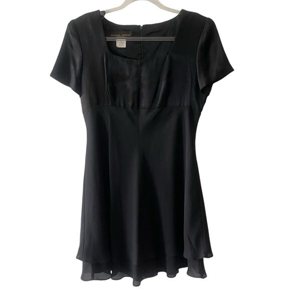 Donna Rico Vintage Short Sleeve Satin Bodice 2 Tier Chiffon Skirt Dress Black 8 - Picture 9 of 9